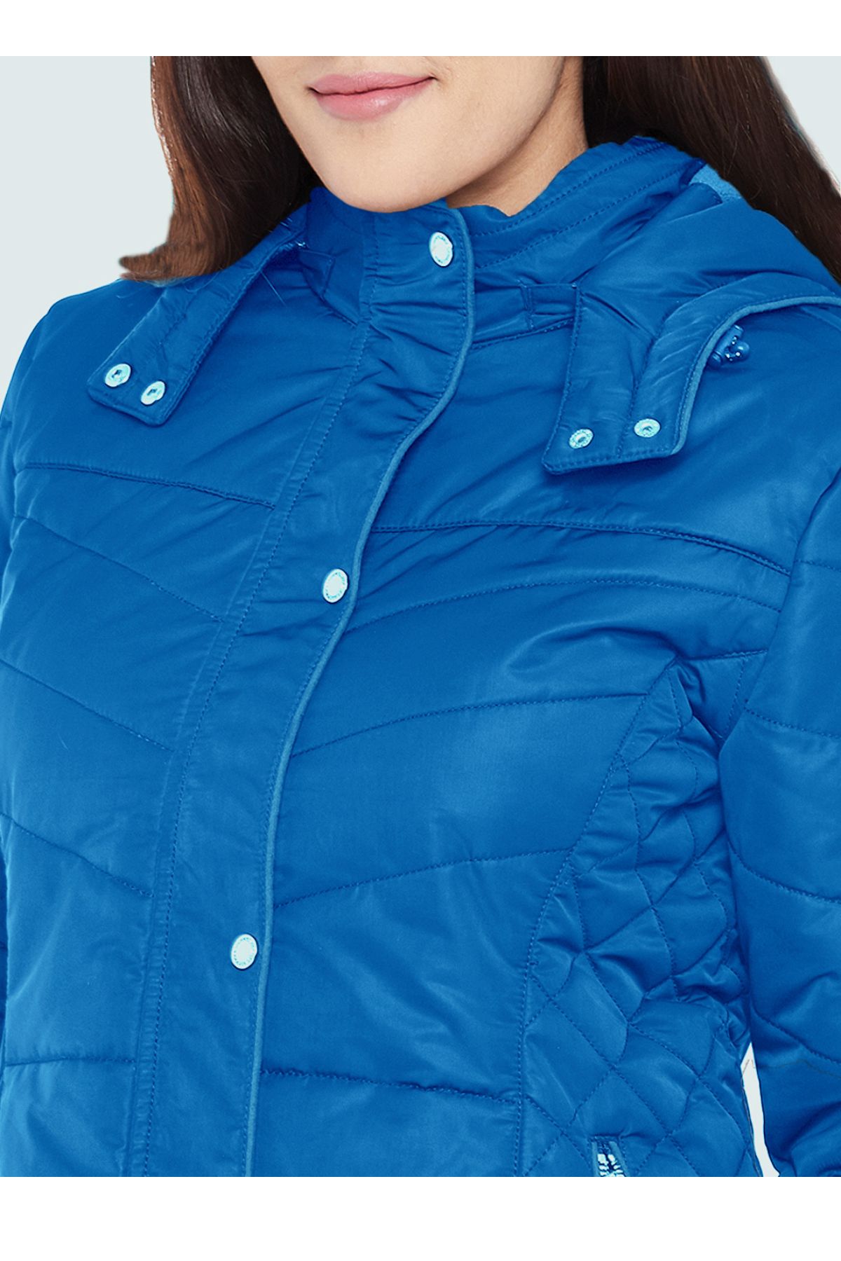 Blue Fleece Lined Puffer Jacket | Women